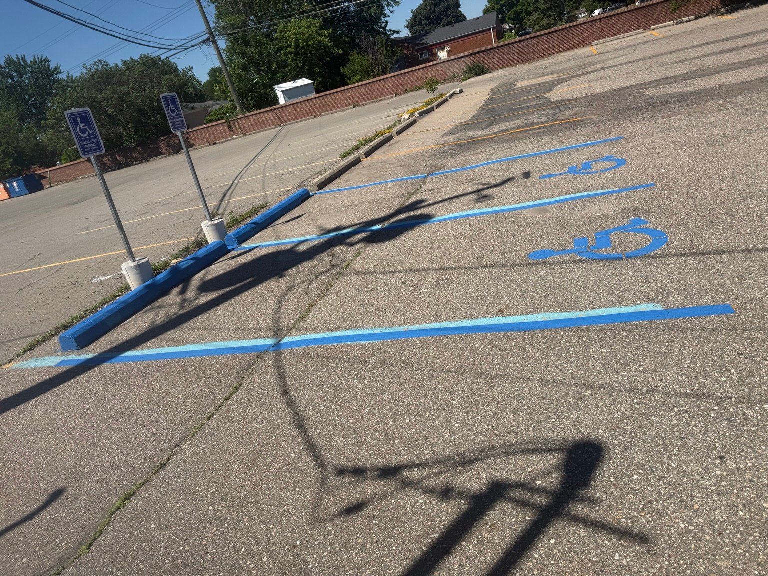 Blue ADA accessible parking spaces